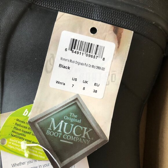 Muck Boots Women's Muck Originals Black Pull-On Rain Boots with Bows OMW000, US7 - Picture 11 of 15